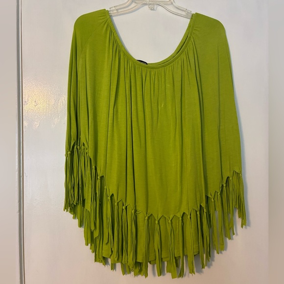 cha cha vente Tops - cha cha vente Lime Green Boho Fringe Top